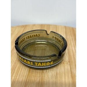 Vintage Smoked Glass Caesars Tahoe Casino Ashtray Trinket Dish